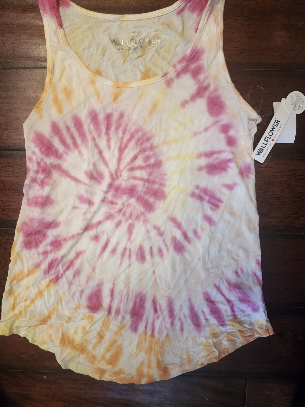 Wildflowers Pink and Yellow Spiral Tie-Dye Tank Top